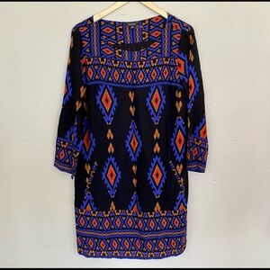 Lucky Brand Colorful Aztec Geometric Pocket Dress size M